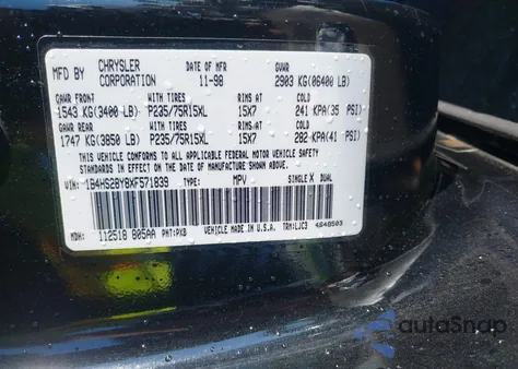 1999 Dodge Durango z USA, uszkodzony, nr VIN 1B4HS28Y8XF571839